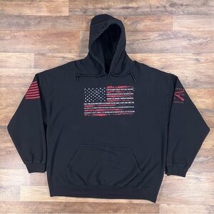 Grunt Style Hoodie Mens XL Black Flag Fleece Hooded Pullover Sweatshirt